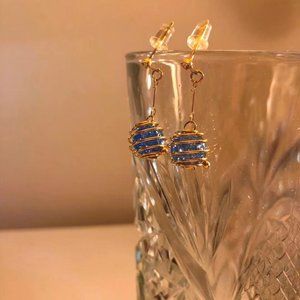 Gold-plated winding starry sky planet earrings